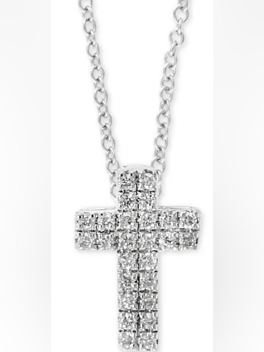 Effy Diamond Pave Sterling Silver Cross Pendant 16”